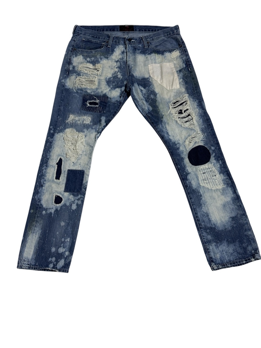 Fourth of November Slim Straight Putnam Wash Bleached Ripped Patched Jeans SZ 36